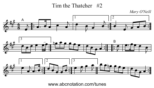 Tim the Thatcher   #2 - staff notation