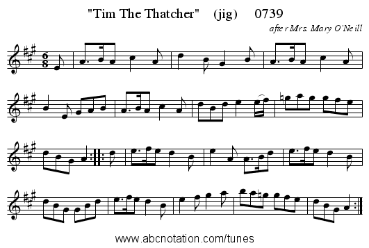 Tim The Thatcher (jig) 0739 - staff notation