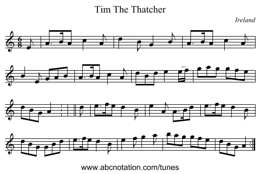 Tim The Thatcher - staff notation