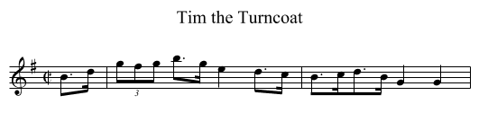 Tim the Turncoat - staff notation