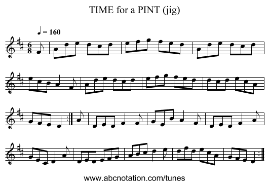 TIME for a PINT (jig) - staff notation
