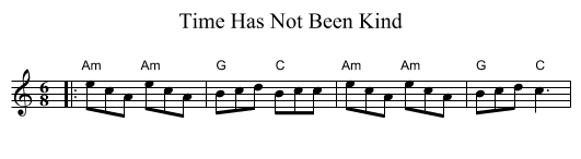 Time Has Not Been Kind - staff notation