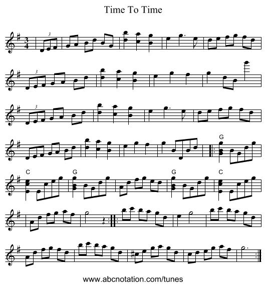 Time To Time - staff notation