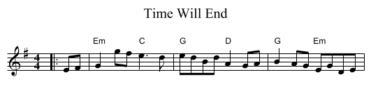 Time Will End - staff notation