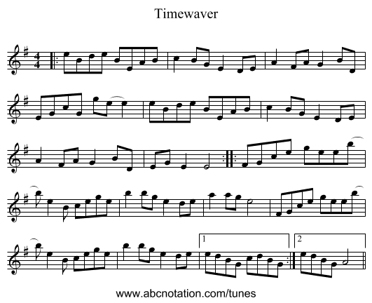 Timewaver - staff notation