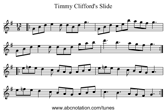 Timmy Clifford's Slide - staff notation