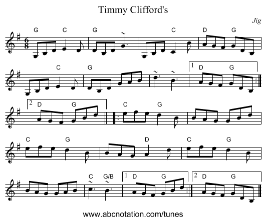 Timmy Clifford's - staff notation