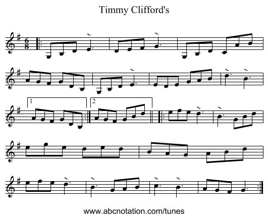 Timmy Clifford's - staff notation