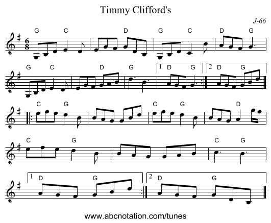 Timmy Clifford's - staff notation