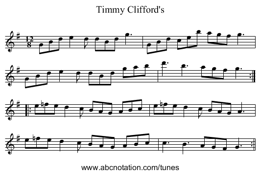 Timmy Clifford's - staff notation