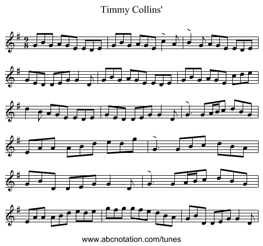 Timmy Collins' - staff notation