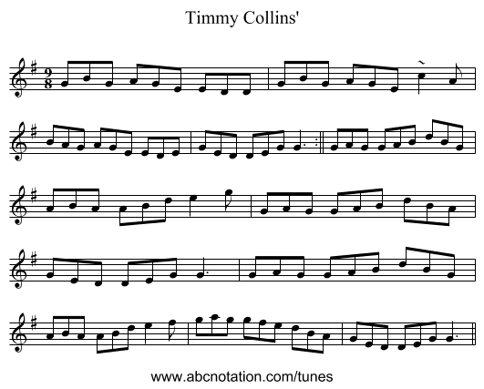 Timmy Collins' - staff notation