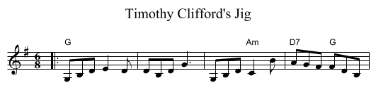 Timothy Clifford's Jig - staff notation