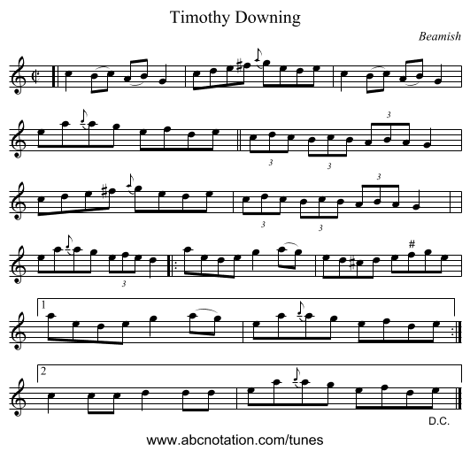 Timothy Downing - staff notation