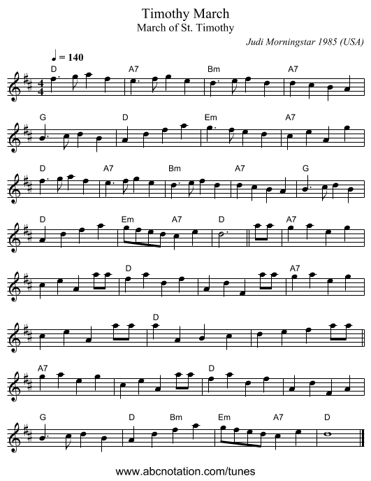 Timothy March - staff notation