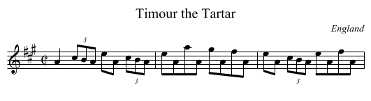 Timour the Tartar - staff notation