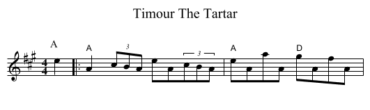Timour The Tartar - staff notation