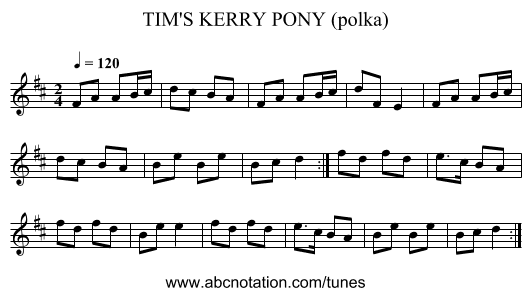 TIM'S KERRY PONY (polka) - staff notation