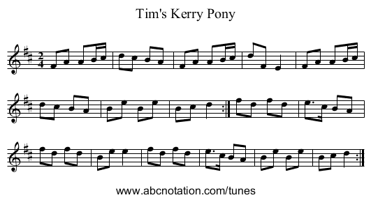 Tim's Kerry Pony - staff notation