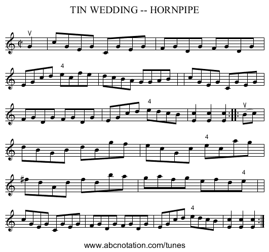 TIN WEDDING -- HORNPIPE - staff notation