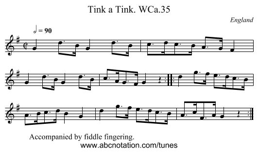 Tink a Tink. WCa.35 - staff notation