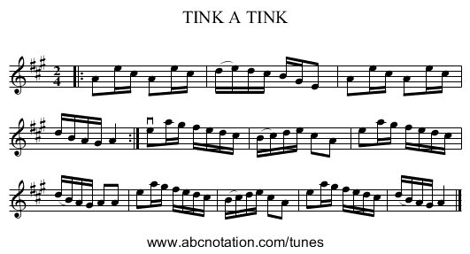 TINK A TINK - staff notation
