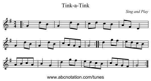 Tink-a-Tink - staff notation