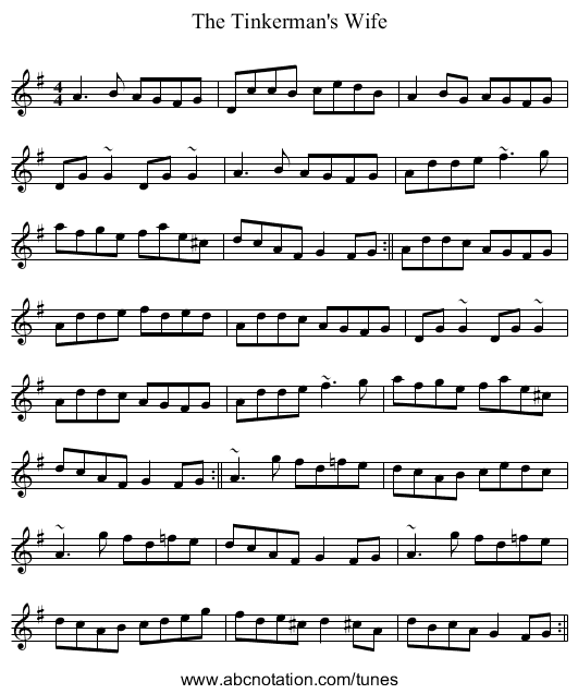 Tinkerman's Wife, The - staff notation