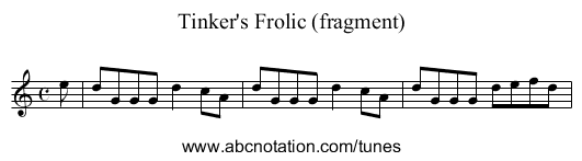 Tinker's Frolic (fragment) - staff notation