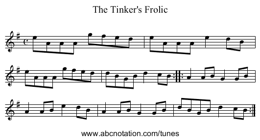 Tinker's Frolic, The - staff notation