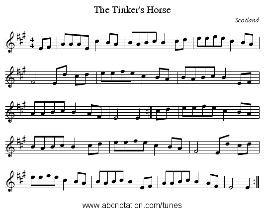 Tinker's Horse, The - staff notation