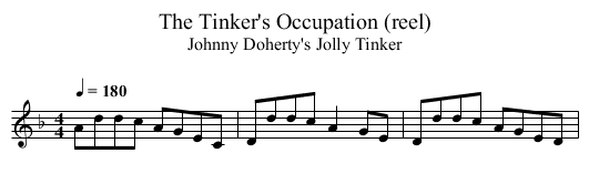 Tinker's Occupation (reel), The - staff notation