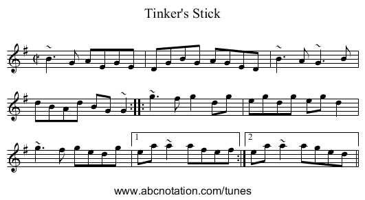 Tinker's Stick - staff notation