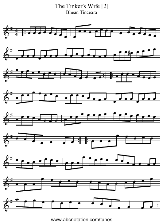 Tinker's Wife [2], The - staff notation