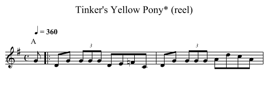 Tinker's Yellow Pony* (reel) - staff notation
