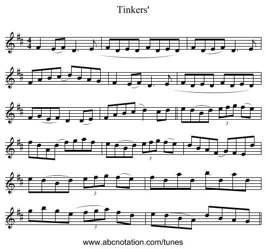 Tinkers' - staff notation