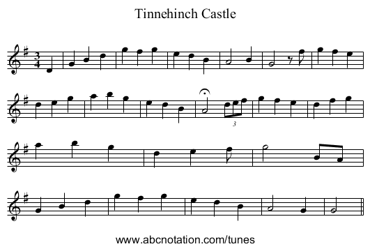 Tinnehinch Castle - staff notation
