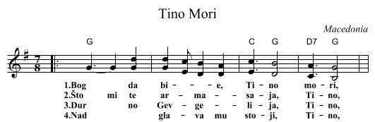 Tino Mori - staff notation
