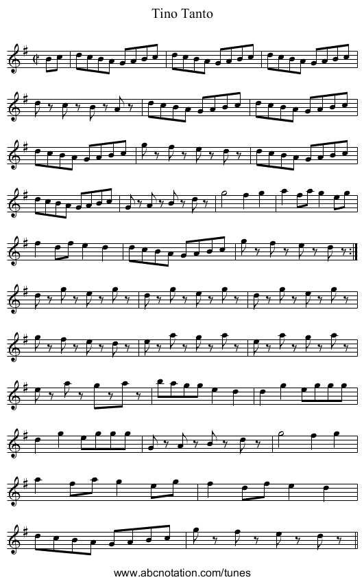 Tino Tanto - staff notation