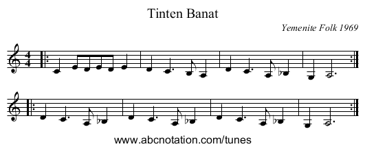 Tinten Banat - staff notation