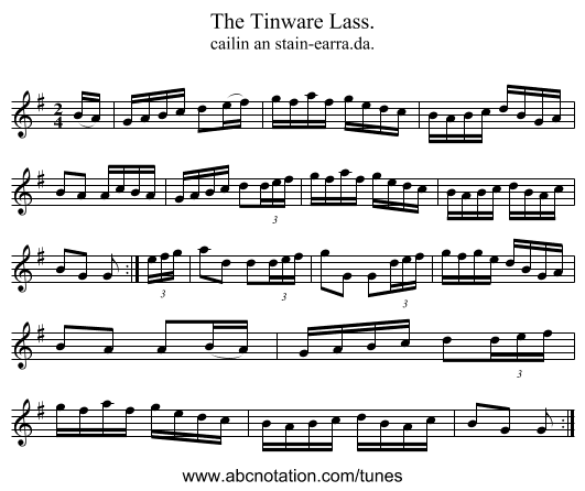 Tinware Lass., The - staff notation