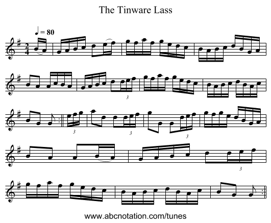 Tinware Lass, The - staff notation