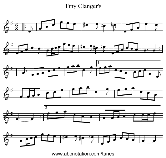 Tiny Clanger's - staff notation