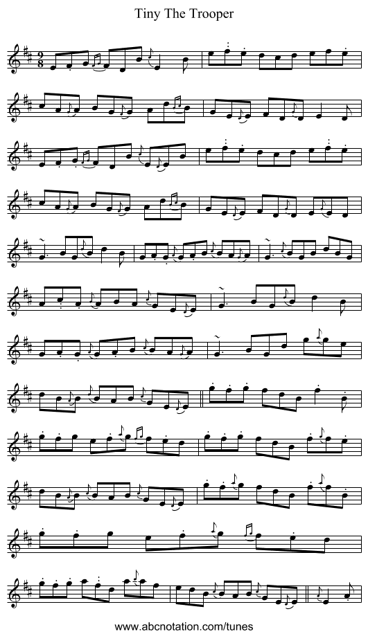 Tiny The Trooper - staff notation