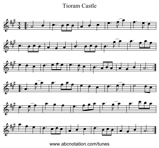 Tioram Castle - staff notation