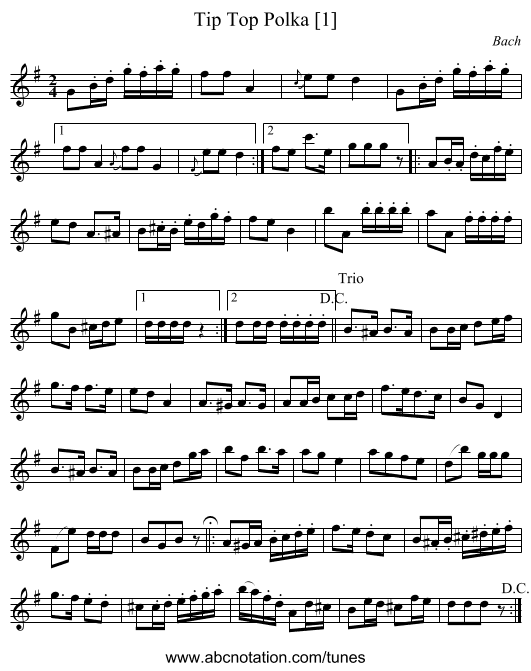 Tip Top Polka [1] - staff notation