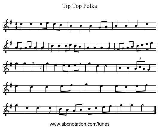 Tip Top Polka - staff notation