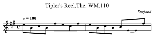 Tipler's Reel,The. WM.110 - staff notation