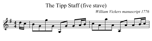 Tipp Staff (five stave), The - staff notation