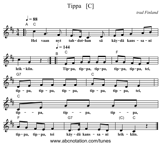 Tippa   [C] - staff notation